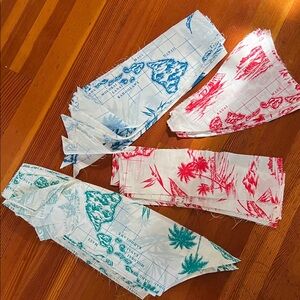 Vintage Hawaii Tropical Map Fabric Scraps Huge Lot quilting craft